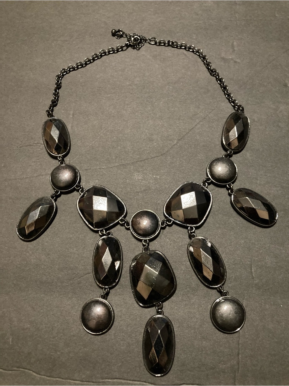 Black Faceted H&M Statement Bib Necklace - Women Jewelry